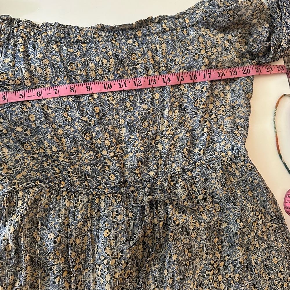 By Anthropologie Blue Kira Off-The-Shoulder Adjustable TieWaist Peasant Dress 14 - Picture 14 of 16
